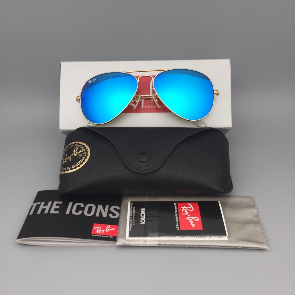 Aviator RB3025 112/17 Sunglasses Gold Blue Metal